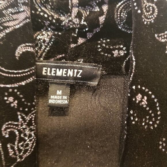 Elements Black Velvet Blazer Jacket Two in One Top Jacket Holiday Party Size M - Picture 2 of 7